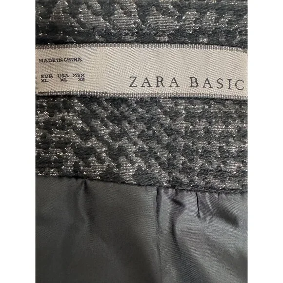 Zara Basic XL Houndstooth Wool Blend Detail Jacket - Picture 2 of 10